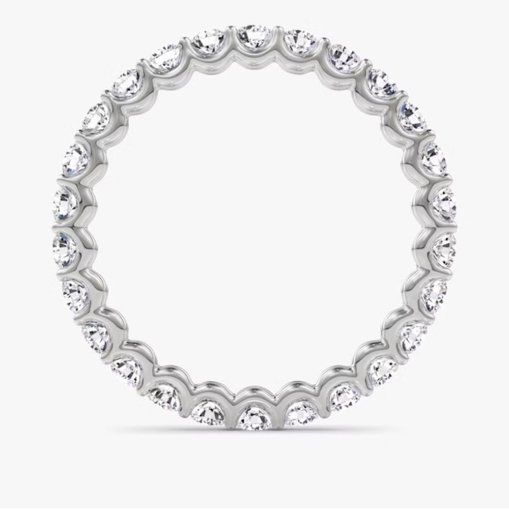 2.02 TCW Lab Diamond U-Prong Eternity Band 14K White Gold Scalloped Wedding